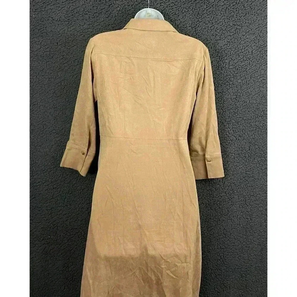 VTG Talbots Faux Suede Button Up Dress Sz 2 Long Sleeve Collared Pockets Petites - Picture 7 of 11